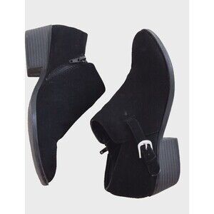 ME TOO  Suede Ankle Black Booties Zip closure size 7.5 M